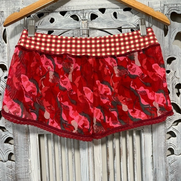 Maaji Red Mesh Semi Sheer Horse Cheeky Swim Cover Shorts NWOT - Picture 3 of 9